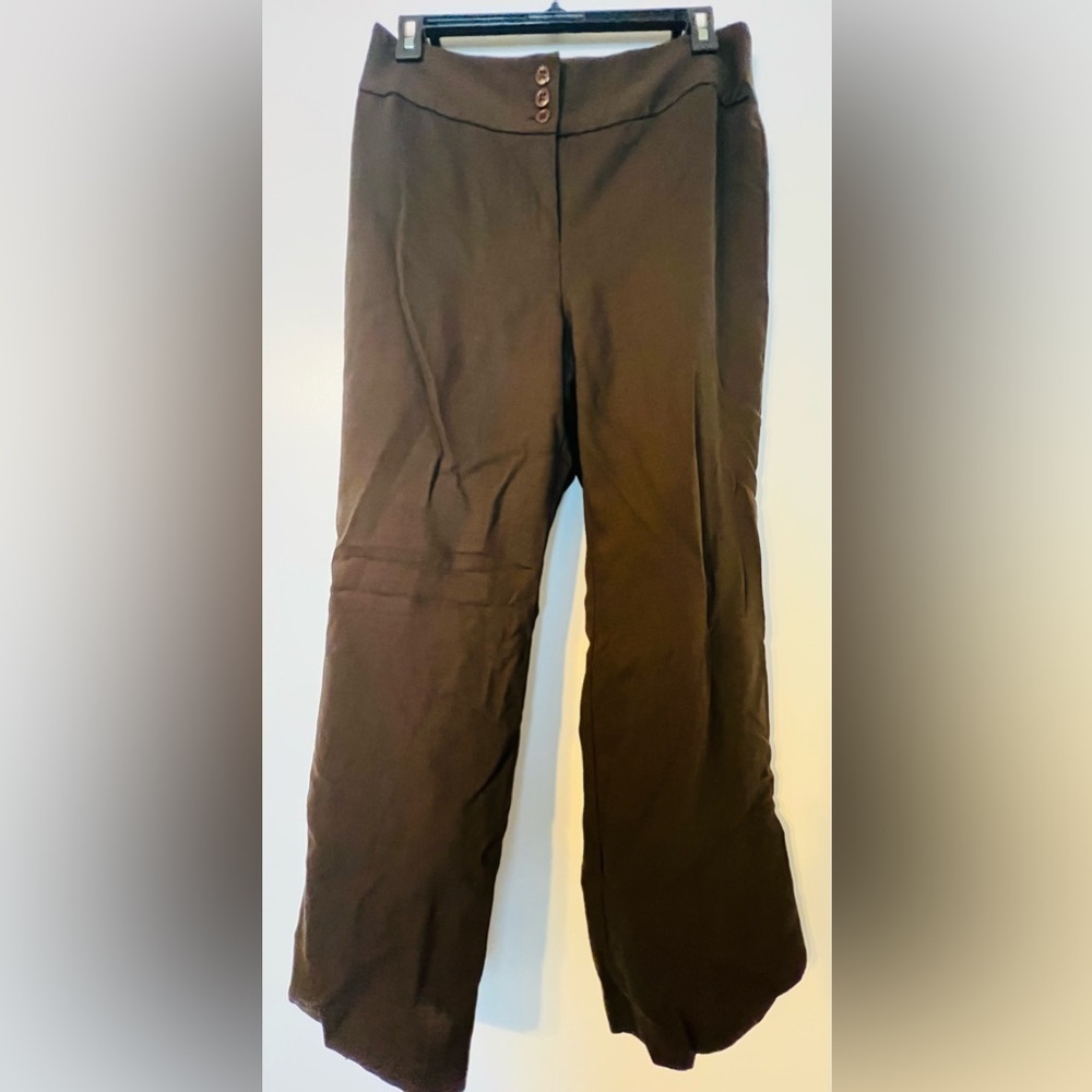 LOFT Brown Wool Laura Pants Size 8 Wide Leg Trousers
